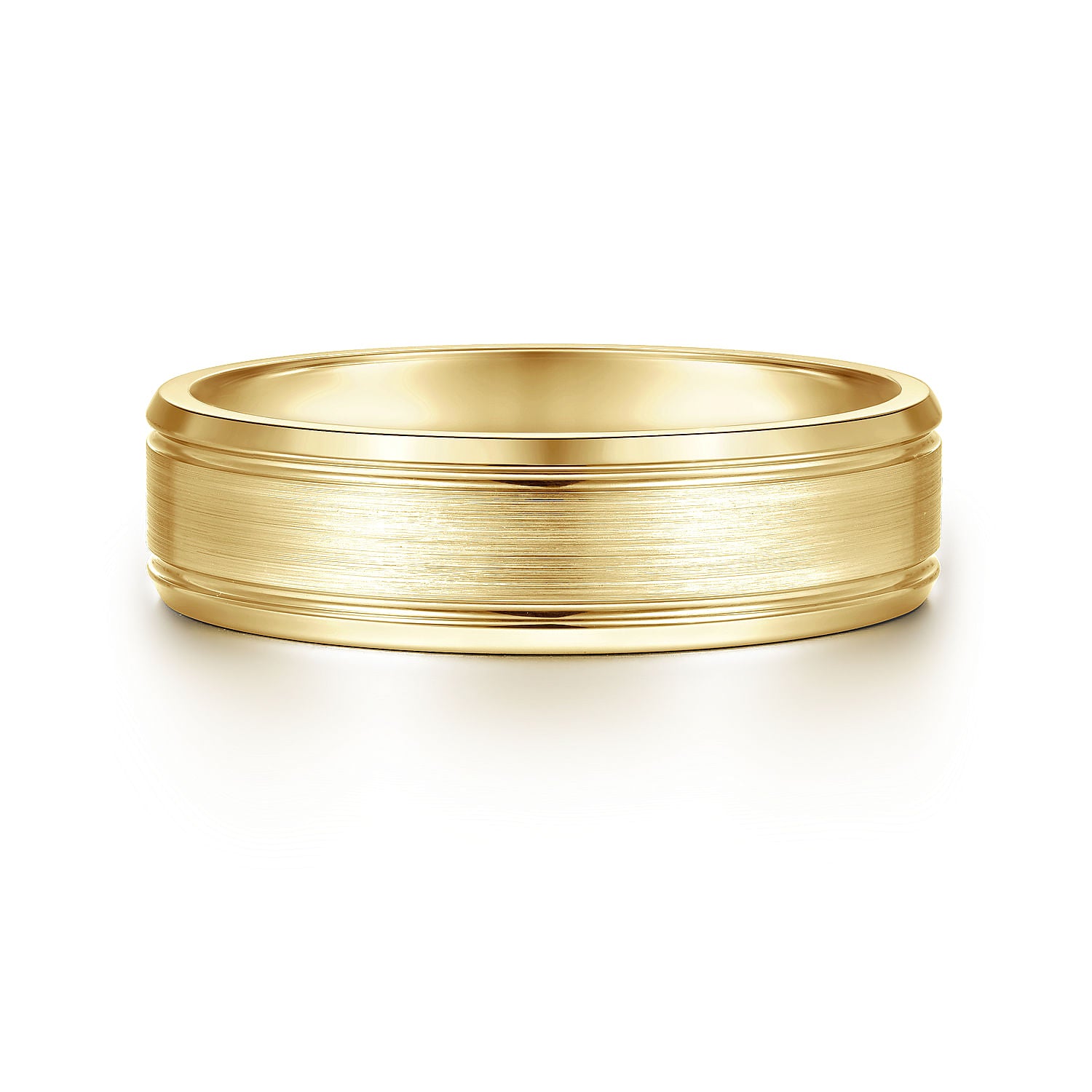 14K Yellow Gold 6mm - Men's Wedding Band in Satin Finish