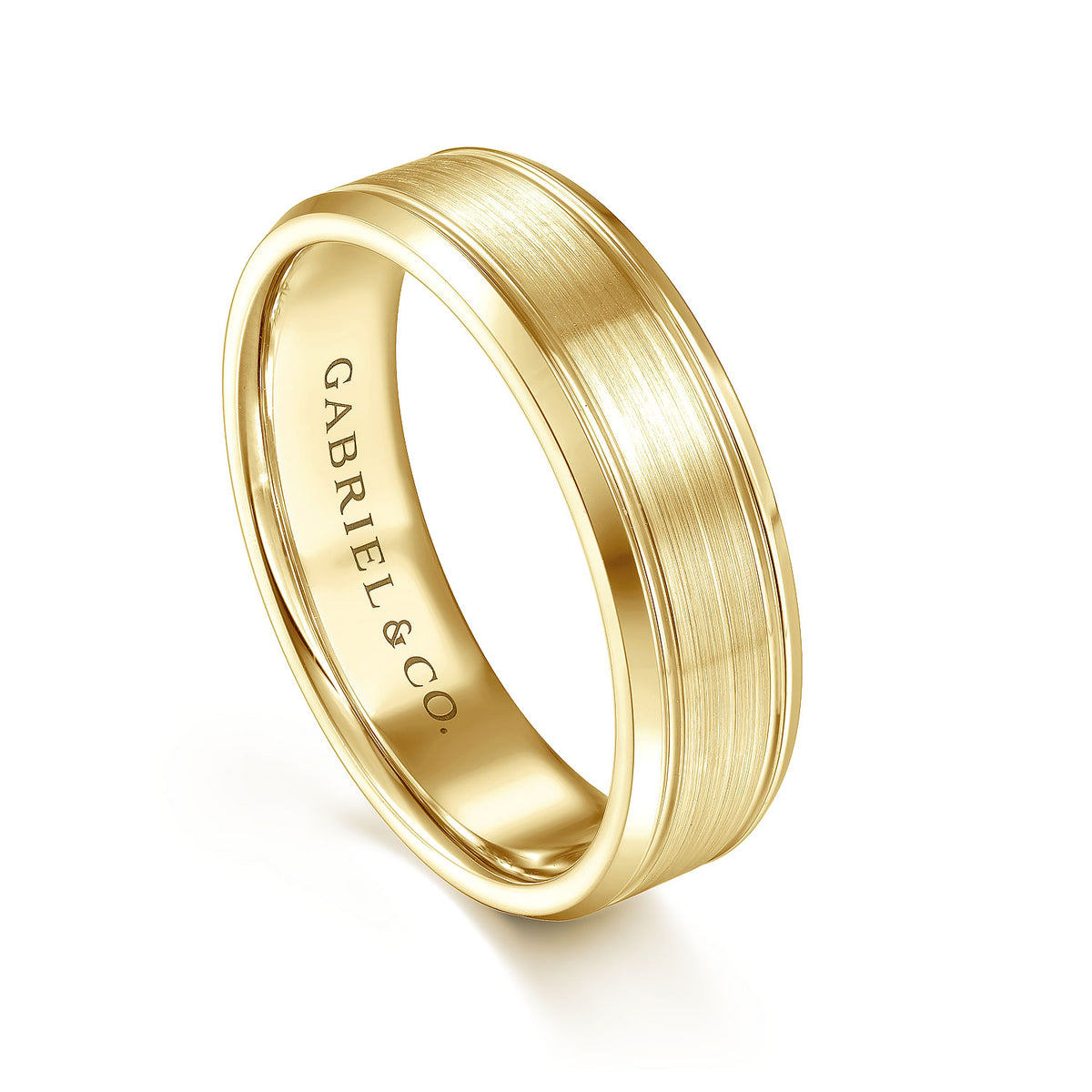 14K Yellow Gold 6mm - Men&#39;s Wedding Band in Satin Finish