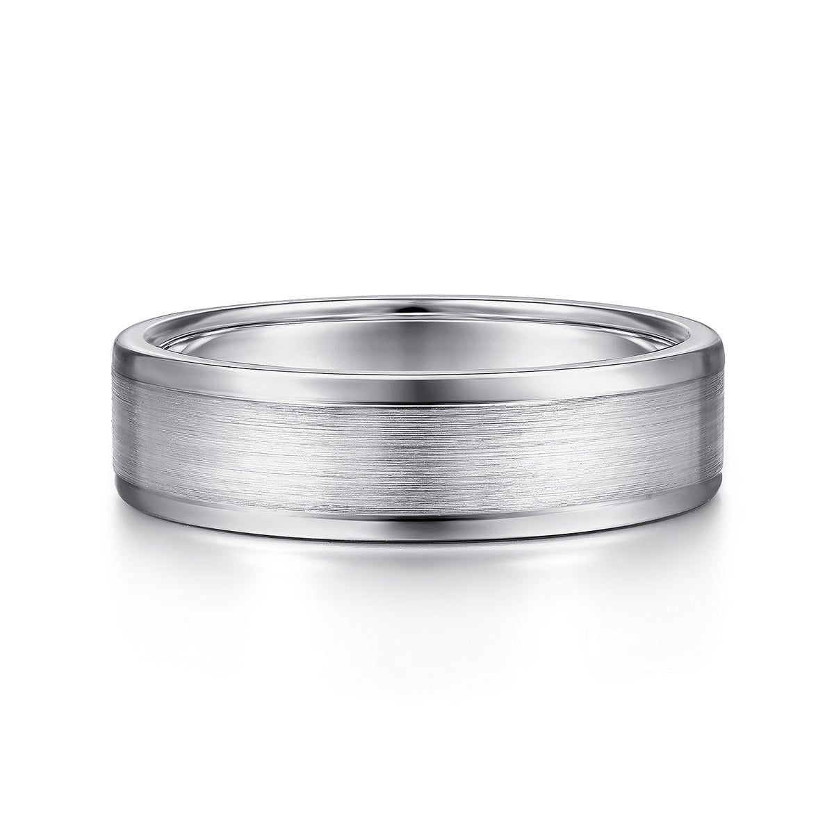 14K White Gold 6mm - Men&#39;s Wedding Band in Satin Finish