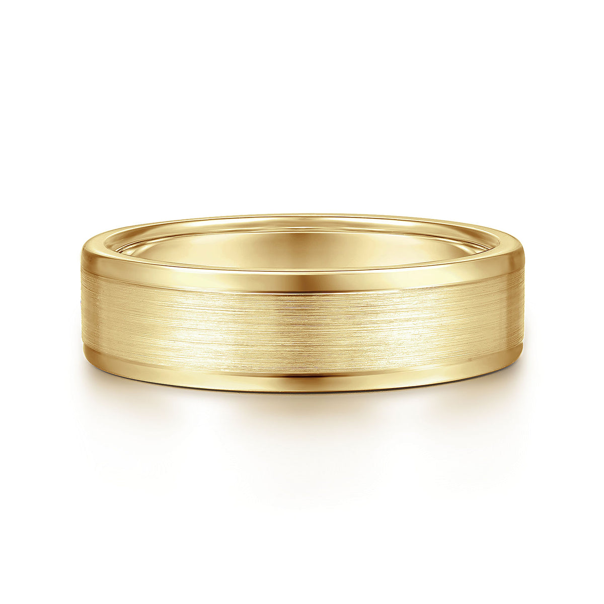 14K Yellow Gold 6mm - Men&#39;s Wedding Band in Satin Finish