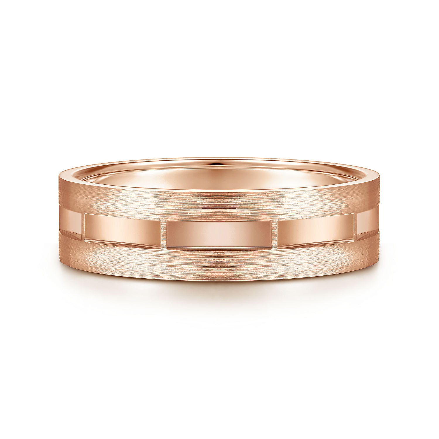 14K Rose Gold 6mm - Interwoven Men's Wedding Band in Brushed and Satin Finish