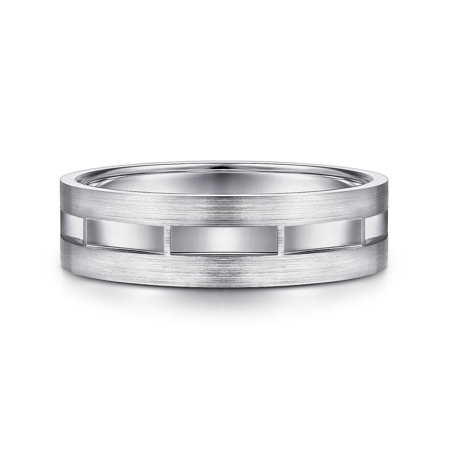 14K White Gold 6mm - Interwoven Men's Wedding Band in Brushed and Satin Finish