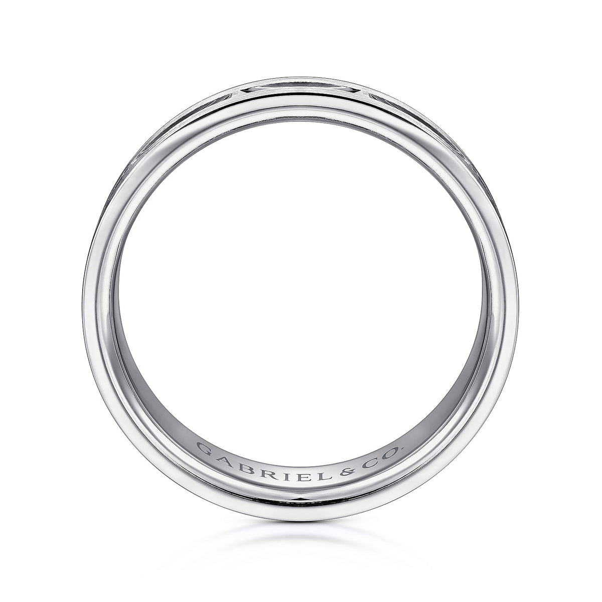 14K White Gold 6mm - Interwoven Men&#39;s Wedding Band in Brushed and Satin Finish