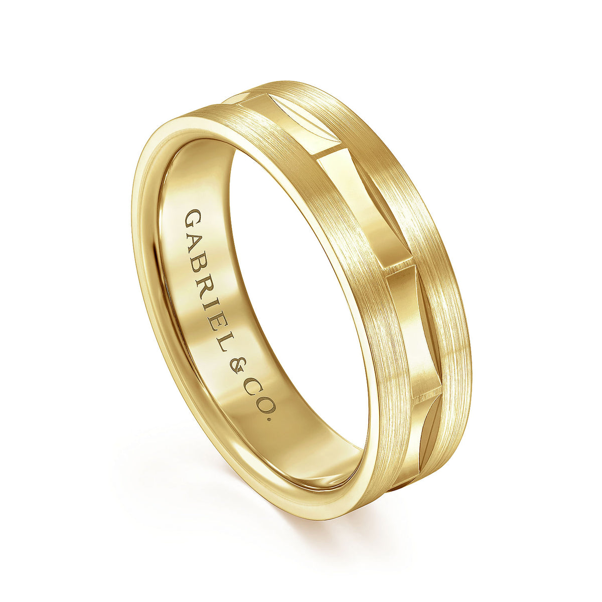 14K Yellow Gold 6mm - Interwoven Men&#39;s Wedding Band in Brushed and Satin Finish