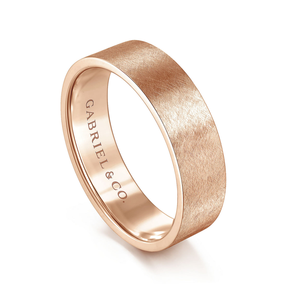 14K Rose Gold 6mm - Brushed Finish Men&#39;s Wedding Band