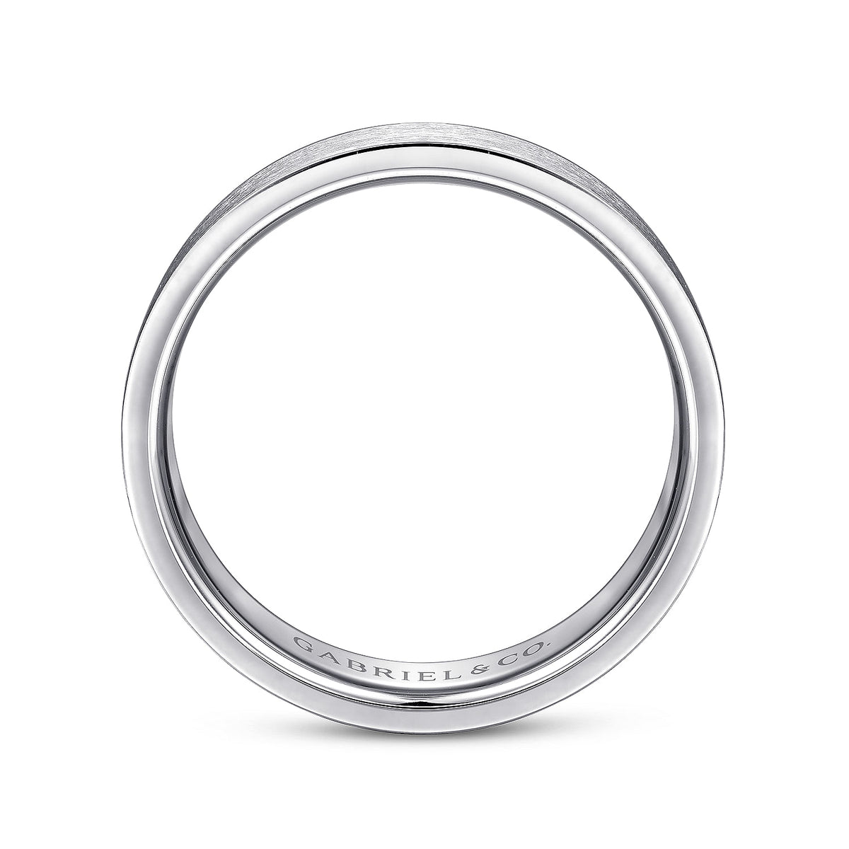 14K White Gold 6mm - Brushed Finish Men&#39;s Wedding Band