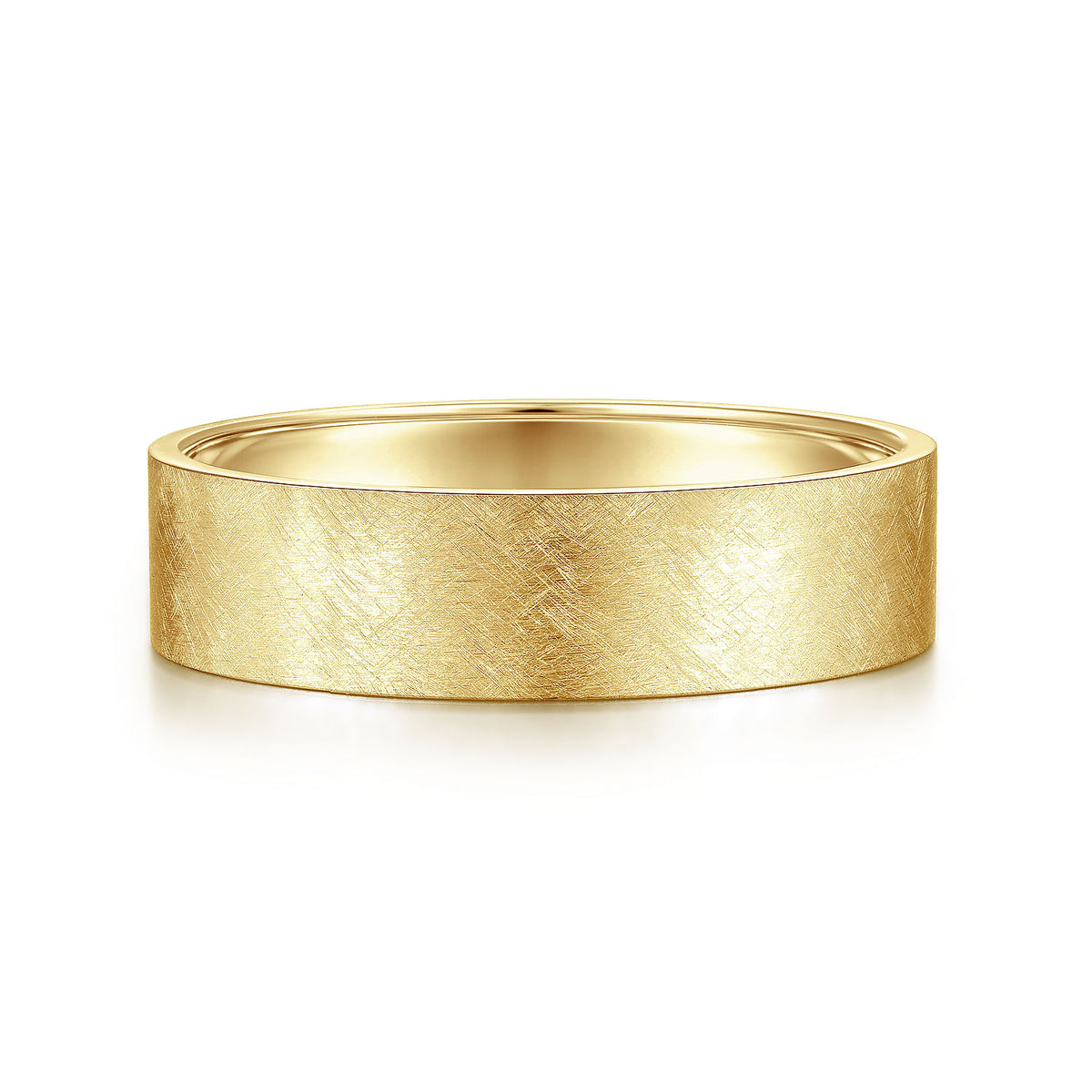 14K Yellow Gold 6mm - Brushed Finish Men&#39;s Wedding Band