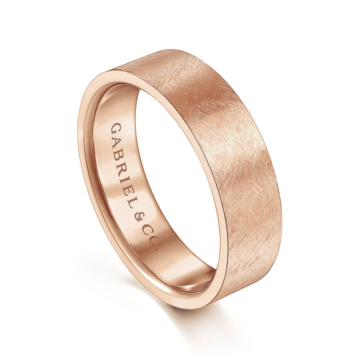 14K Rose Gold 6mm - Men&#39;s Wedding Band in Brushed Finish