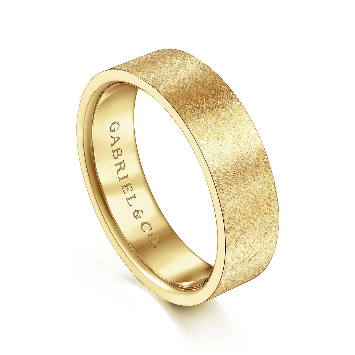 14K Yellow Gold 6mm - Men&#39;s Wedding Band in Brushed Finish