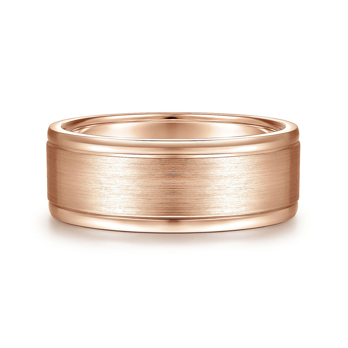 14K Rose Gold 8mm - Men&#39;s Wedding Band in Satin Finish