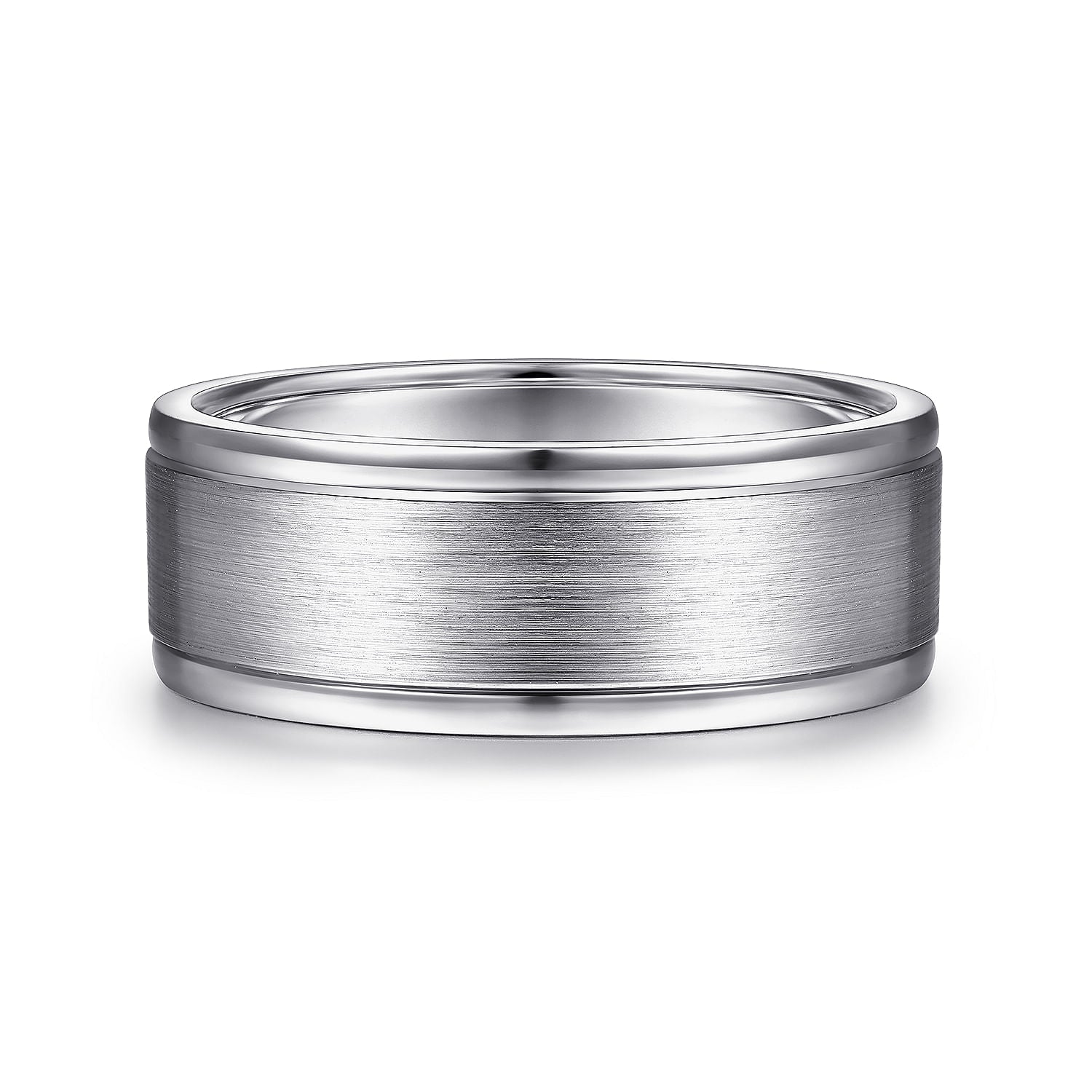 14K White Gold 8mm - Men's Wedding Band in Satin Finish