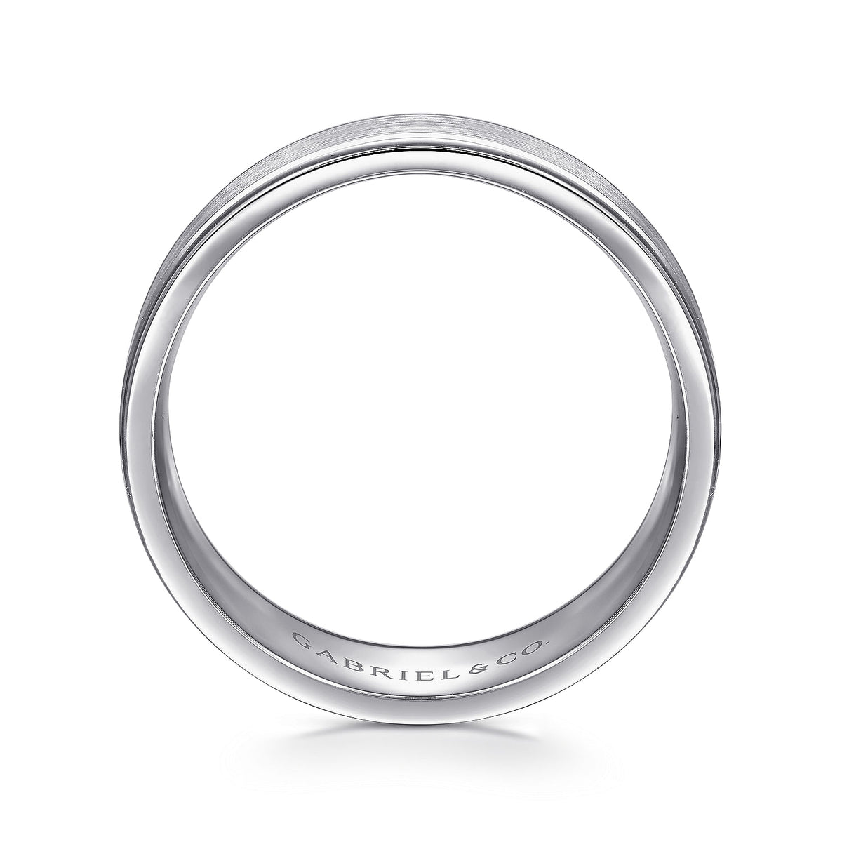14K White Gold 8mm - Men&#39;s Wedding Band in Satin Finish