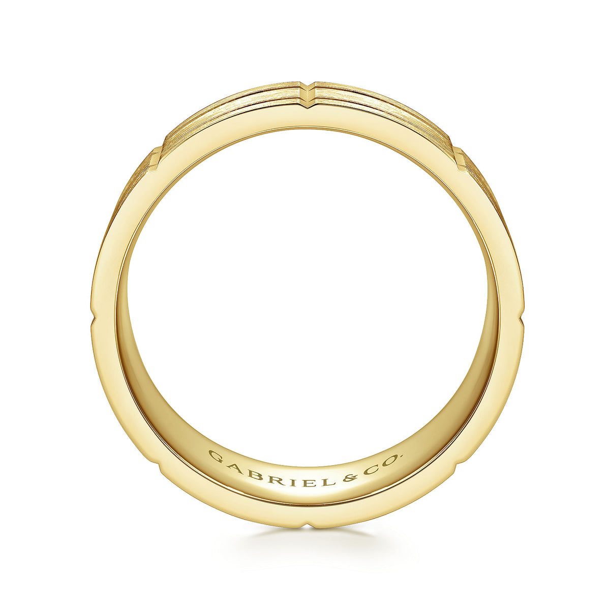 14K Yellow Gold 8mm - Checkered Pattern Men&#39;s Wedding Band in Satin Finish