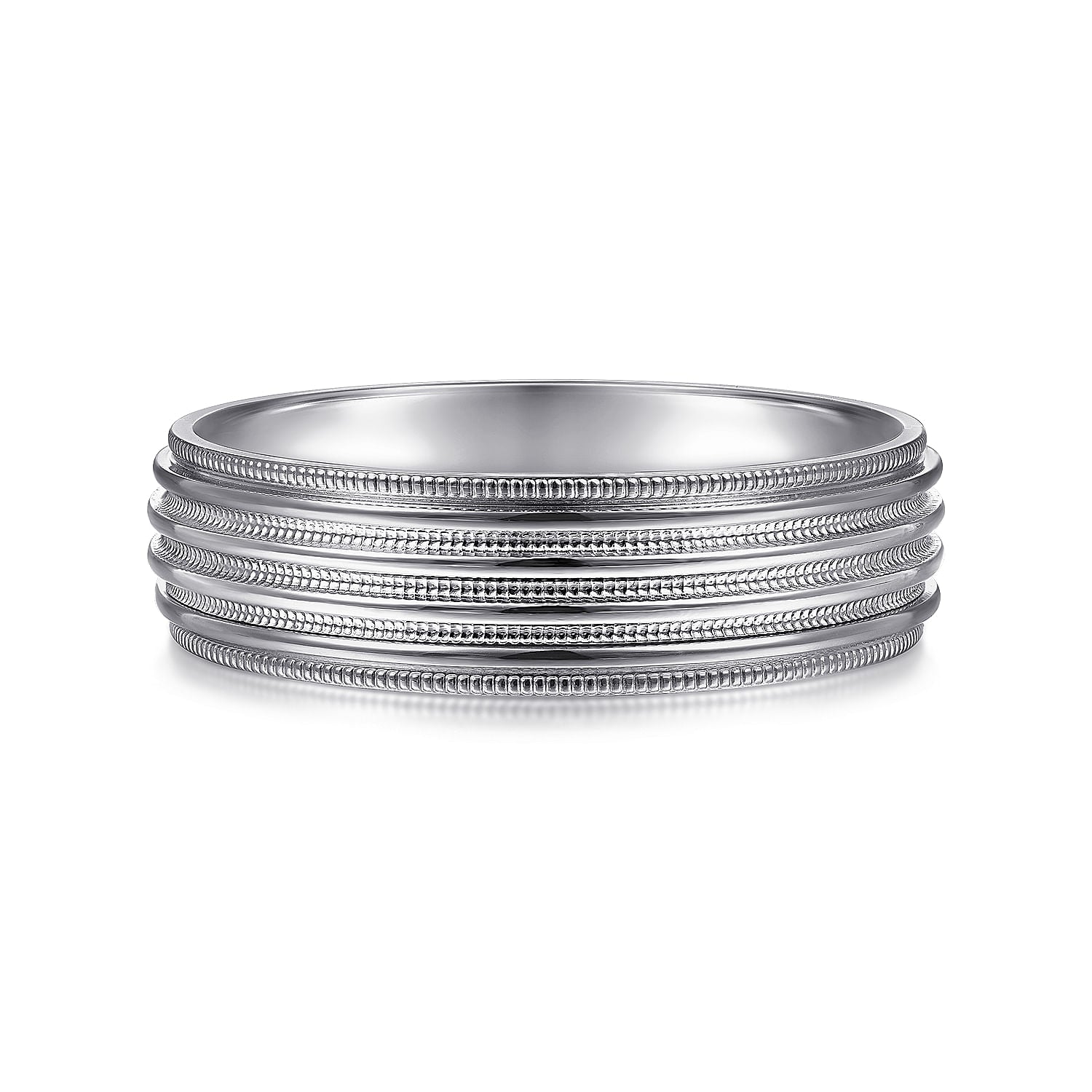 14K White Gold 6mm - Milgrain Channel Men's Wedding Band