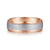 14K White-Rose Gold 7mm - Beveled Edge Men's Wedding Band in Horizontal Brush Finish