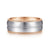 14K White-Rose Gold 8mm - Men's Wedding Band in Satin Finish