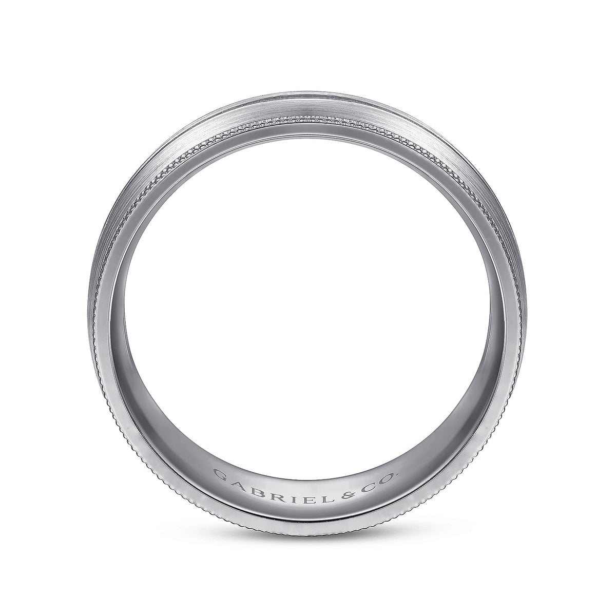14K White Gold 8mm - Men&#39;s Wedding Band in Satin Finish