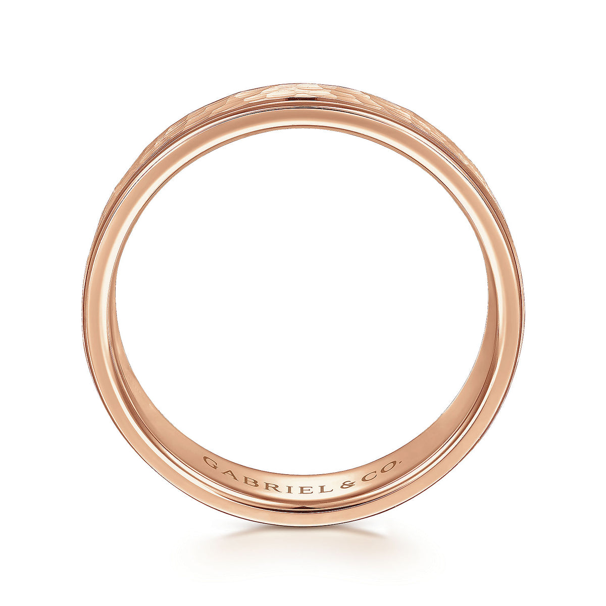 14K Rose Gold 6mm - Hammered Men&#39;s Wedding Band