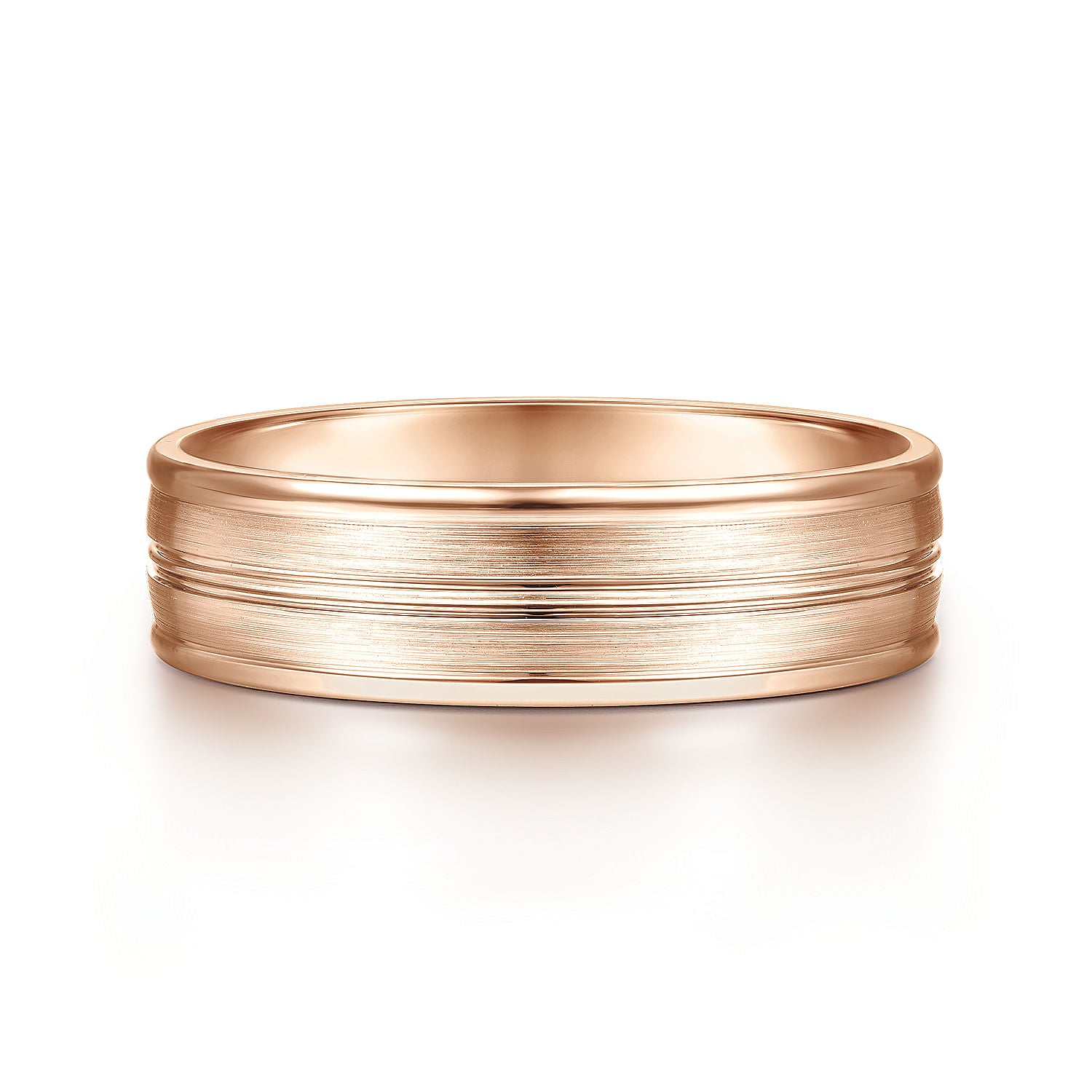 14K Rose Gold 6mm - Men's Wedding Band in Satin Finish