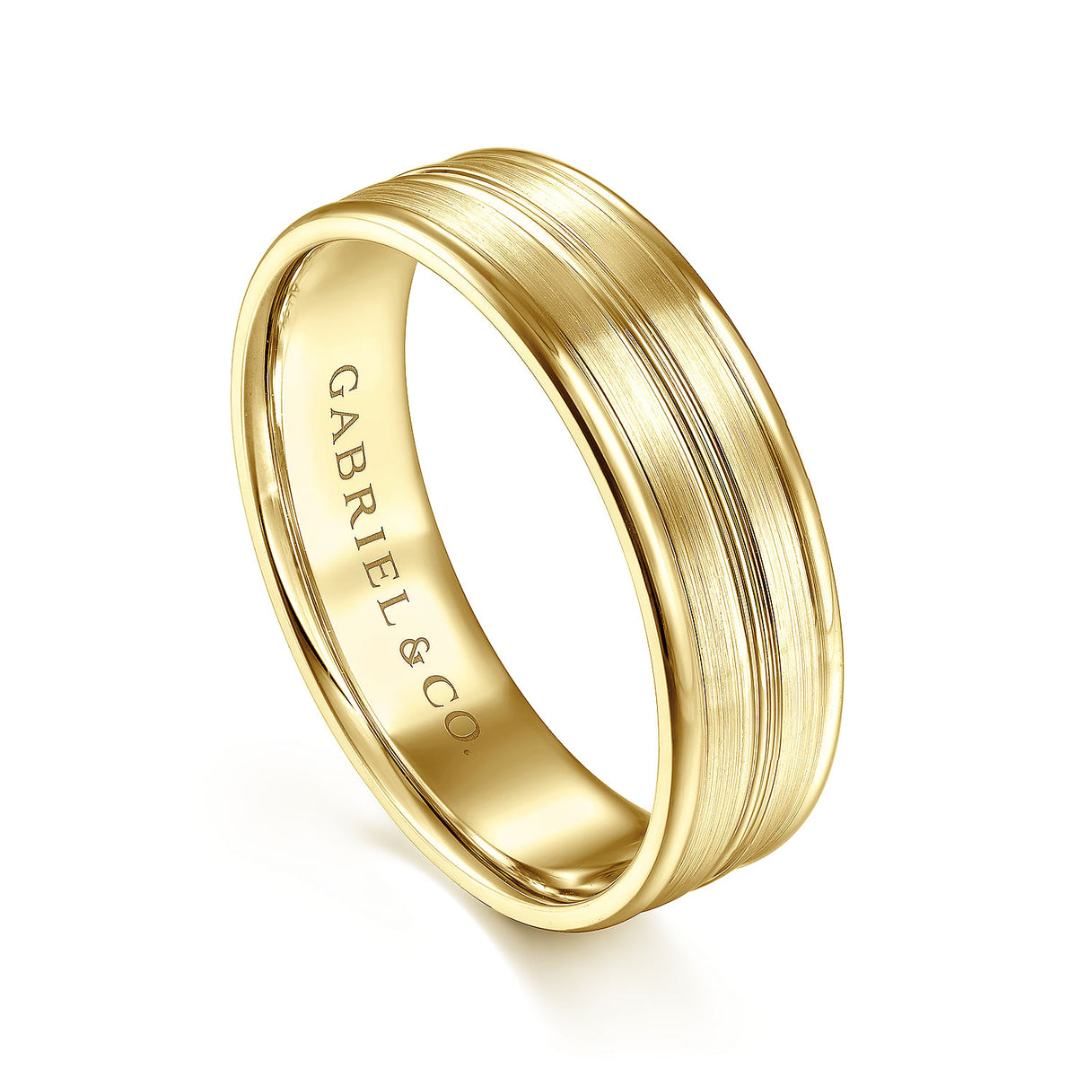 14K Yellow Gold 6mm - Men&#39;s Wedding Band in Satin Finish