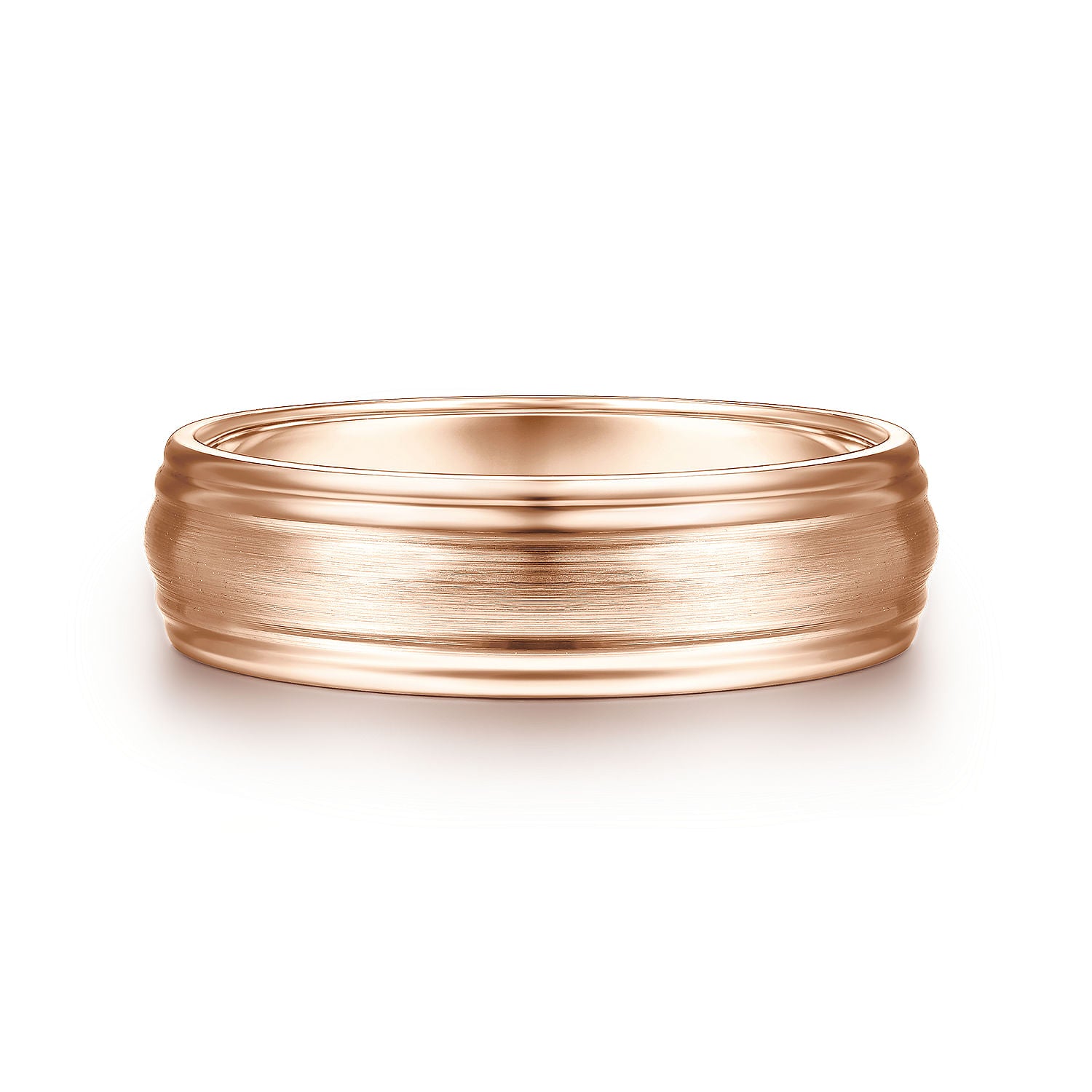 14K Rose Gold 6mm - Carved Men's Wedding Band in Satin Finish