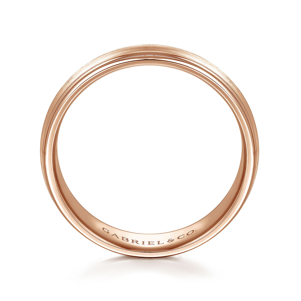 14K Rose Gold 6mm - Carved Men&#39;s Wedding Band in Satin Finish