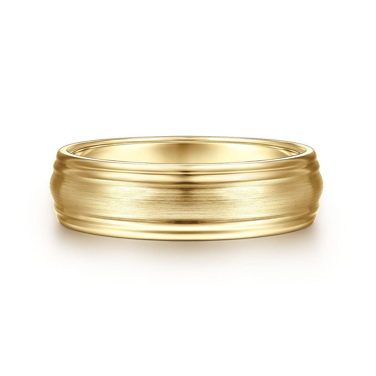 14K Yellow Gold 6mm - Carved Men&#39;s Wedding Band in Satin Finish
