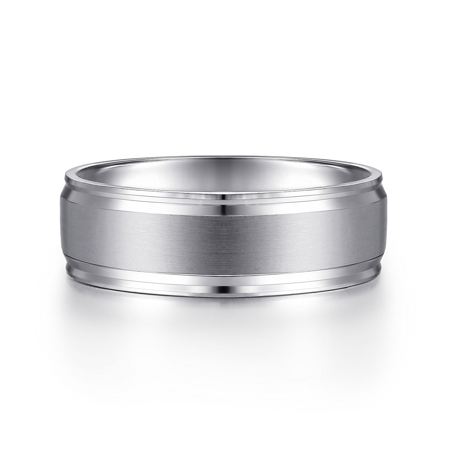 14K White Gold 7mm - Men's Wedding Band in Satin Finish