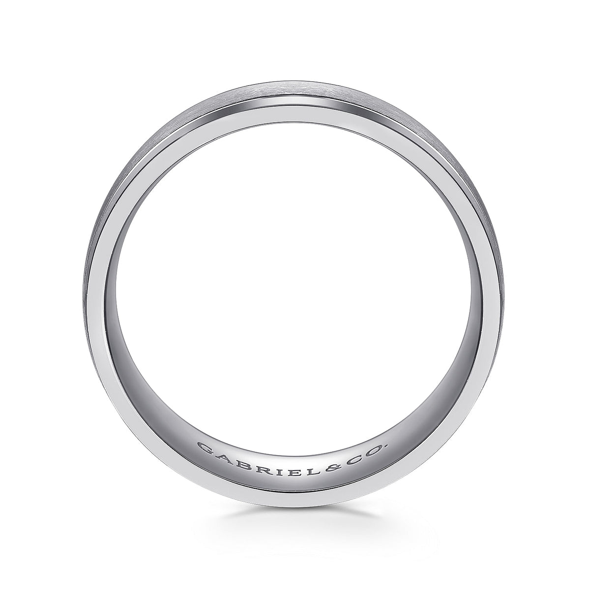 14K White Gold 7mm - Men&#39;s Wedding Band in Satin Finish