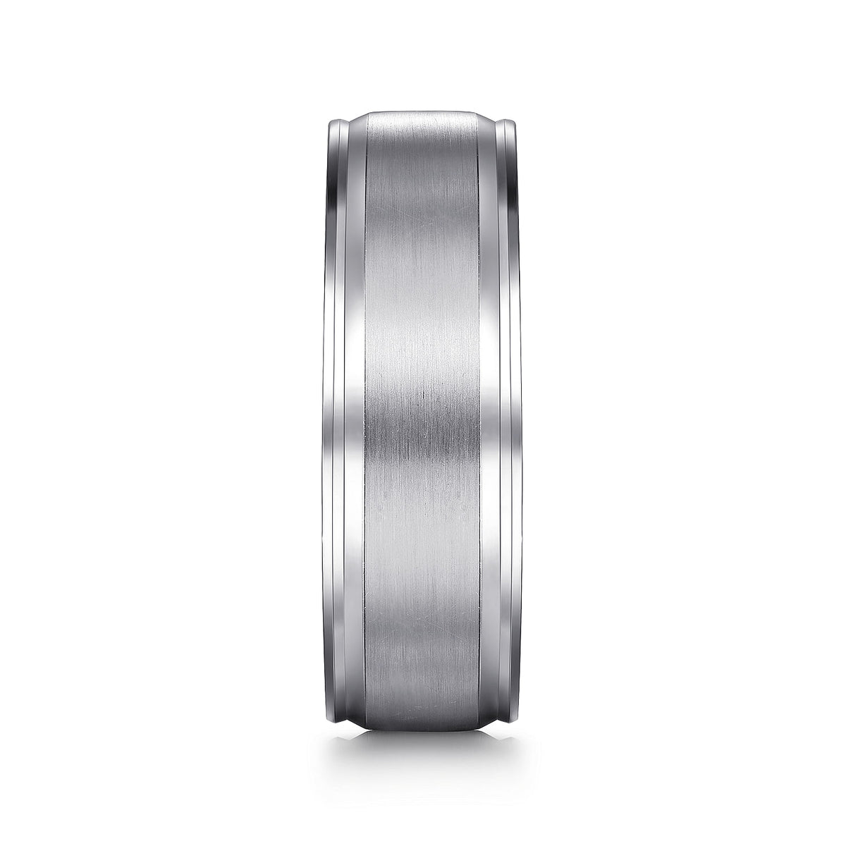14K White Gold 7mm - Men&#39;s Wedding Band in Satin Finish
