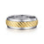 14K White-Yellow Gold 7mm - Rope Center and Polished Edge Men's Wedding Band in High Polished Finish