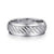 14K White Gold 7mm - Rope Center and Polished Edge Men's Wedding Band in High Polished Finish