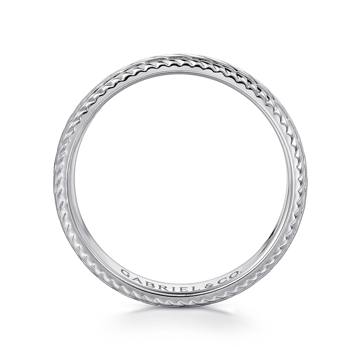 14K White Gold 7mm - Chevron Design Men&#39;s Wedding Band