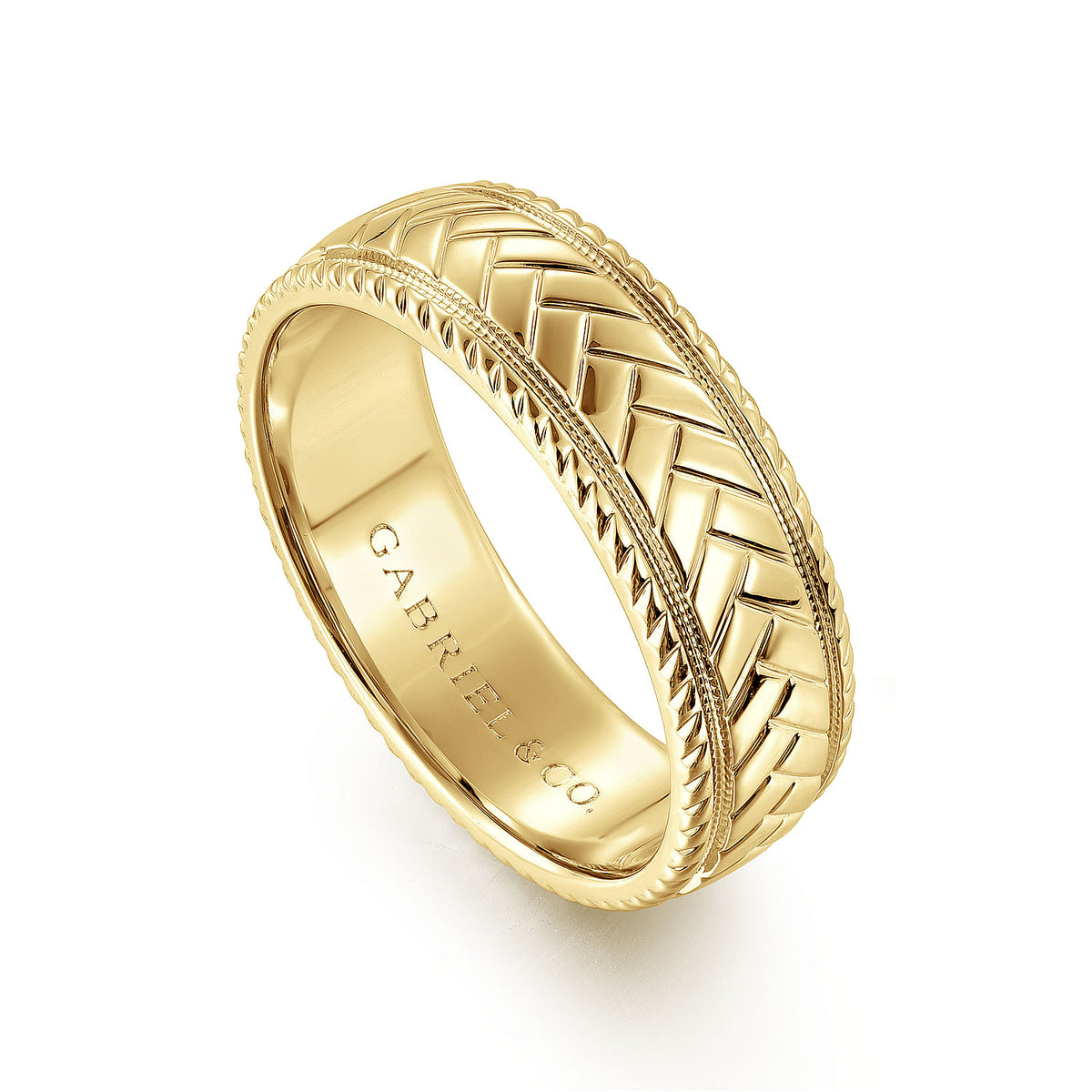14K Yellow Gold 7mm - Men&#39;s Wedding Band High Polish Finish in High Polished Finish