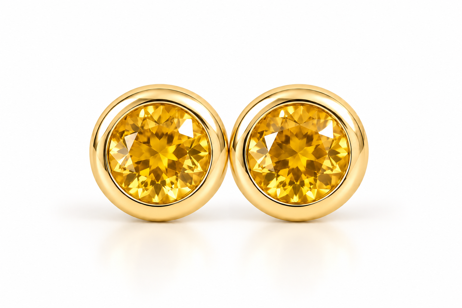 14K Yellow Gold Bezel-Set Citrine Stud Earrings – 4.5mm