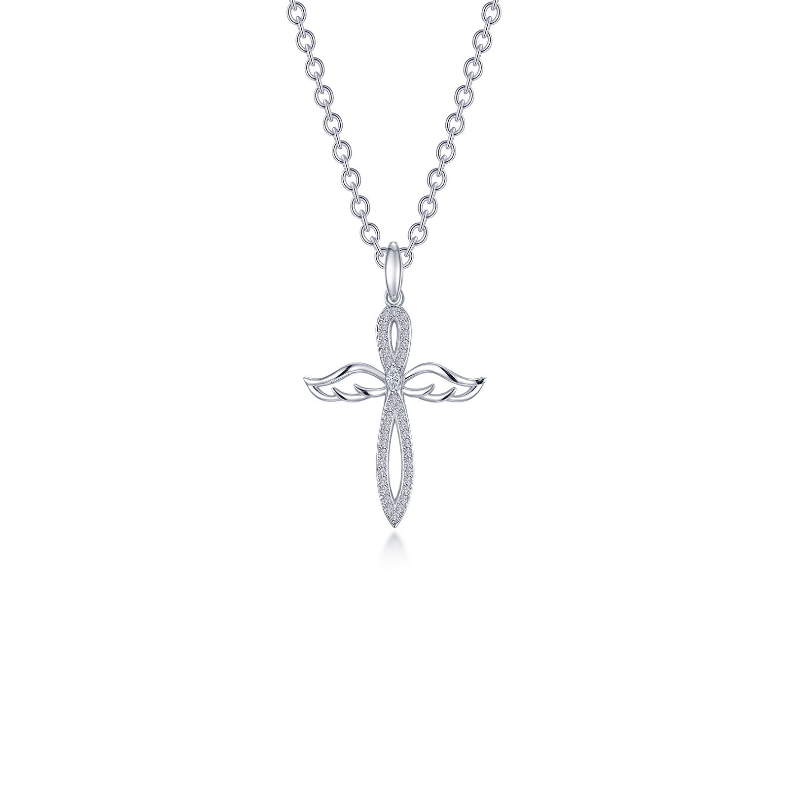 0.74 CTW Angel Wings Cross Necklace