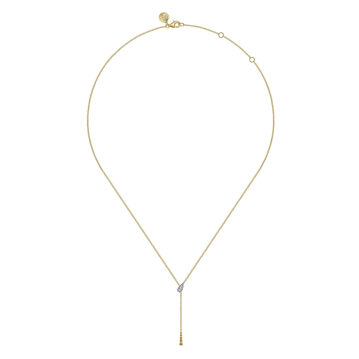 14K White &amp; Yellow Gold Bujukan And Diamond Y Necklace
