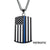 Thin Blue Line American Flag Police Officer Military Style Dog Tag Enamel Pendant