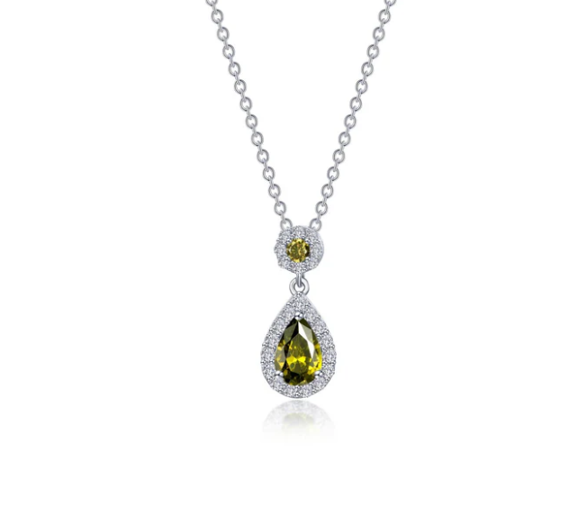 Pear Shape Halo Necklace