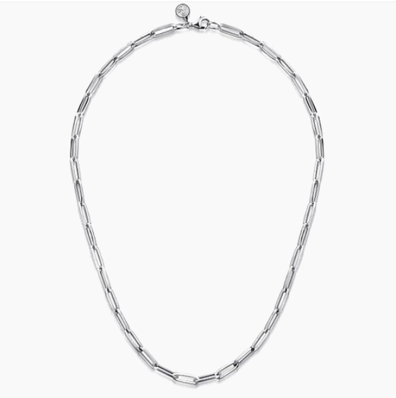 925 Sterling Silver Solid Paper Clip Chain Necklace