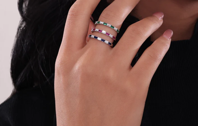 Baguette Half-Eternity Band