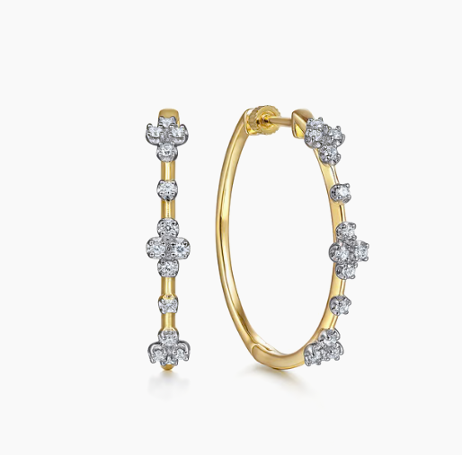 14K Yellow Gold Diamond Classic Hoop Earrings 30mm by Gabriel & Co.