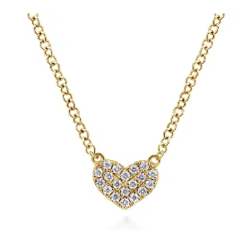 14K YELLOW GOLD PAVE DIAMOND HEART NECKLACE by Gabriel & Co.