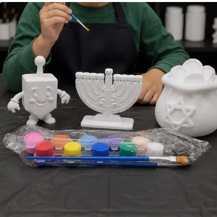 Chanukah Paintable Dreidel Menorah Gelt Bag 3D Printed Kids Craft Activity Jewish Holiday Gift DIY Art Jewish Holiday Gift Project Set | Regular / Menorah