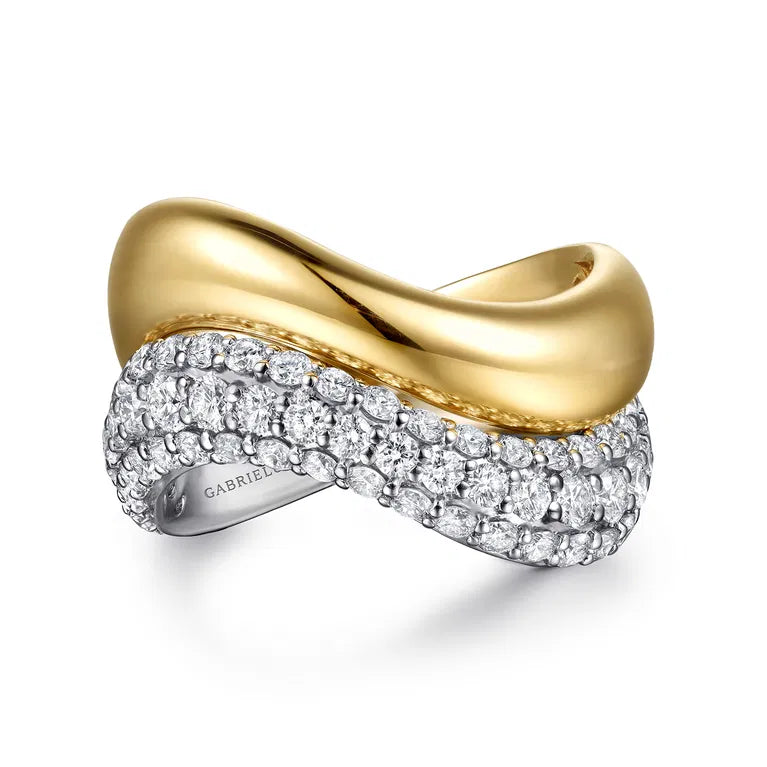 Soraya - 14K White Gold Diamond Wave Stackable Ring Soraya - 14K Yellow Plain Gold Wave Stackable Ring