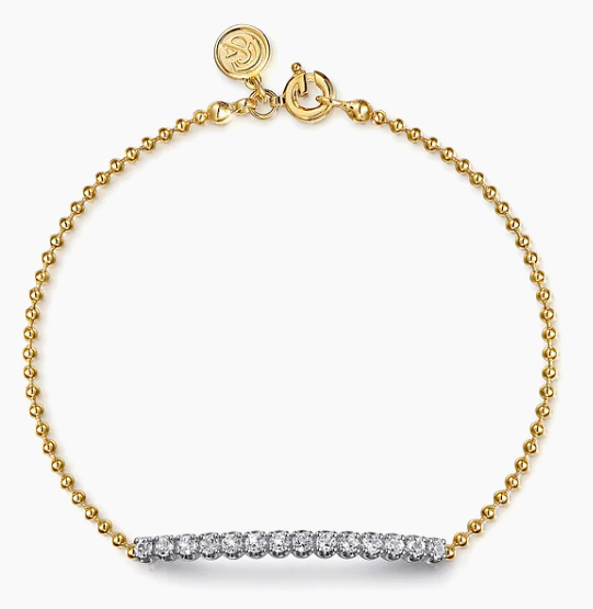 14K White and Yellow Gold White Sapphire Bar Bracelet by Gabriel