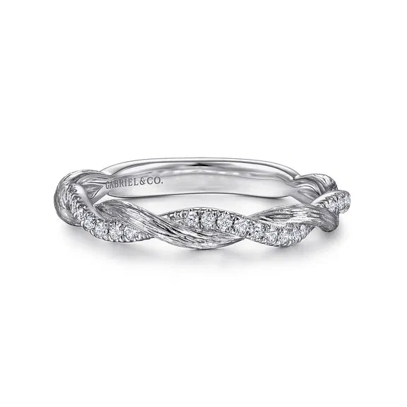 Twisted-14K White Gold Diamond Anniversary Band - 0.15 ct