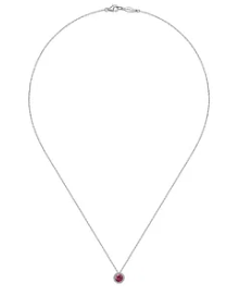 14K Necklace - WG DIAMOND HALO (.06CT) AND PINK TOURMALINE (.50CT).