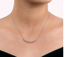 Gabriel & Co. Lusso 14K White Gold Diamond Bar Necklace