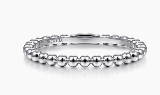 14K White Gold Bujukan Beaded Stackable Ring from Gabriel & Co.-( In Stock)